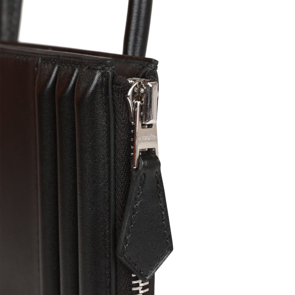 Hermes Cadena Lock Bag Black Tadelakt Palladium Hardware - Image 8
