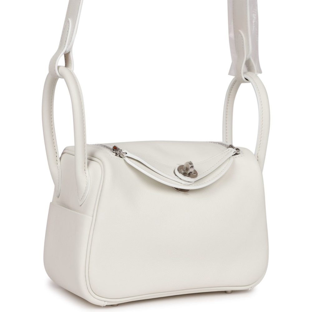 Hermes Mini Lindy White Swift Palladium Hardware - Image 2
