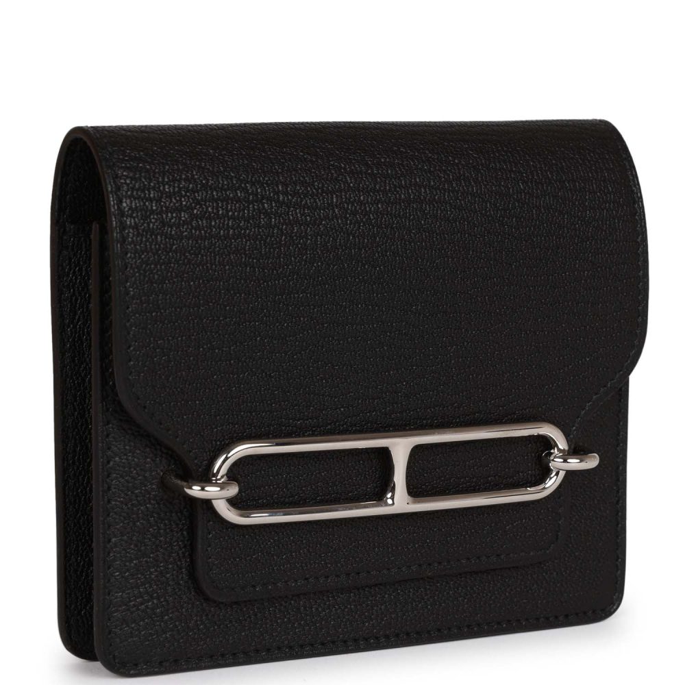 Hermes Roulis Slim Wallet Black Chevre Mysore Palladium Hardware - Image 2