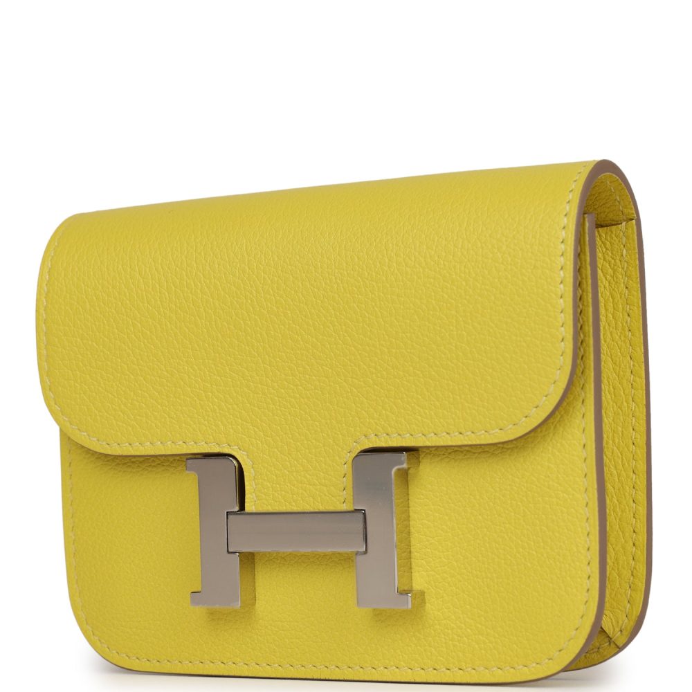 Hermes Constance Slim Wallet Lime Evercolor Palladium Hardware - Image 5