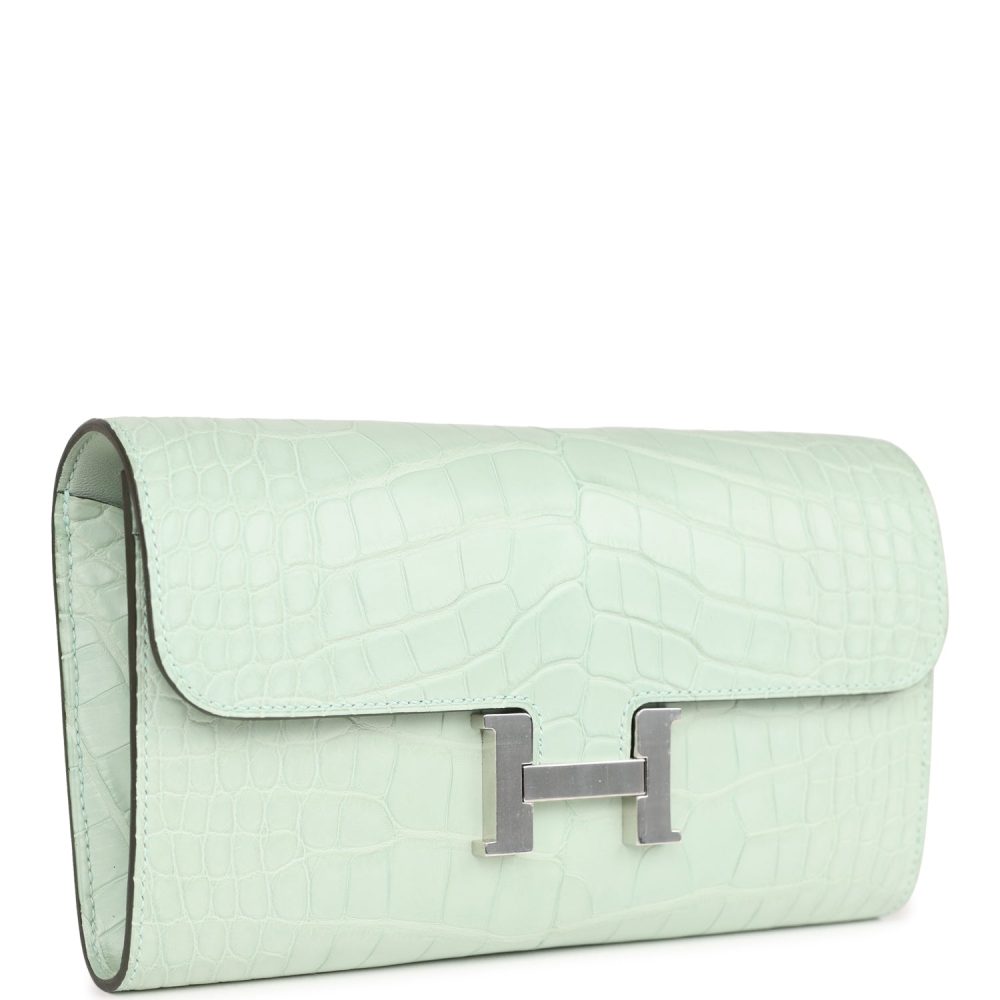 Hermes Constance Wallet To Go Vert D'eau Matte Alligator Palladium Hardware - Image 2