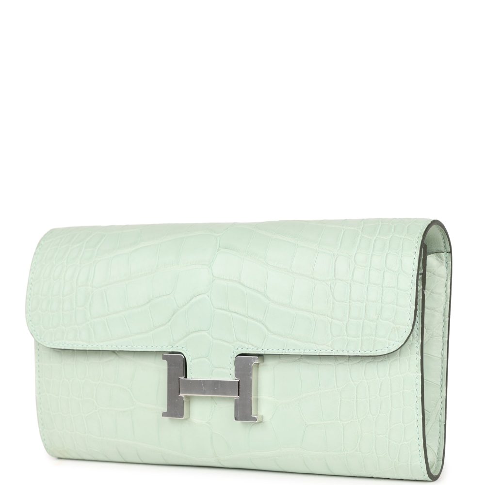 Hermes Constance Wallet To Go Vert D'eau Matte Alligator Palladium Hardware - Image 6