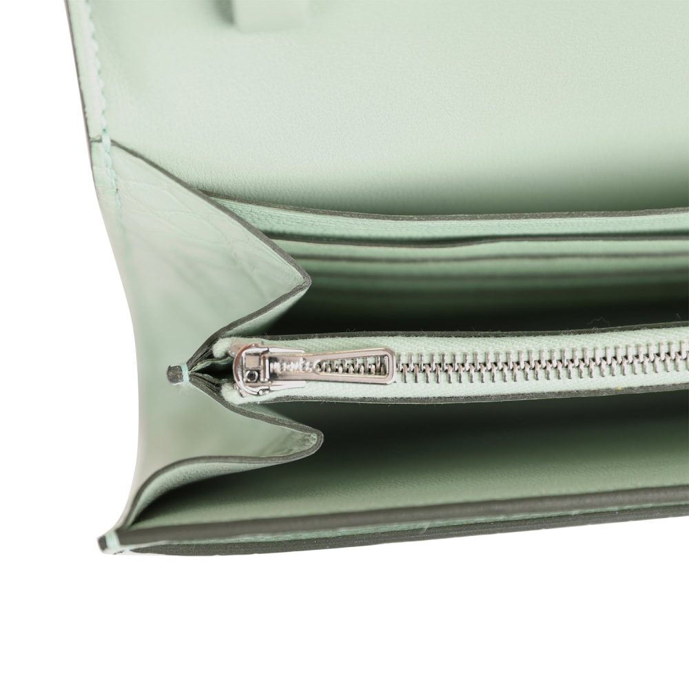 Hermes Constance Wallet To Go Vert D'eau Matte Alligator Palladium Hardware - Image 9