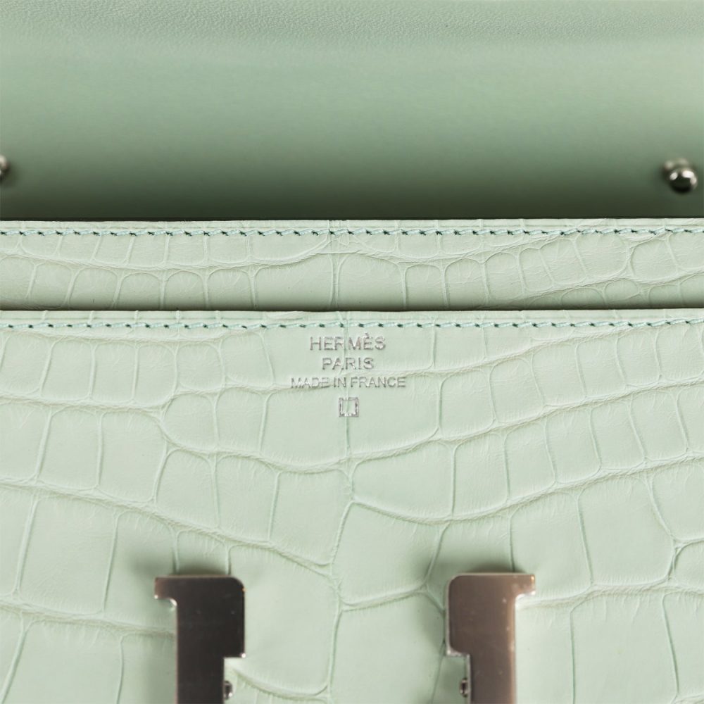 Hermes Constance Wallet To Go Vert D'eau Matte Alligator Palladium Hardware - Image 7