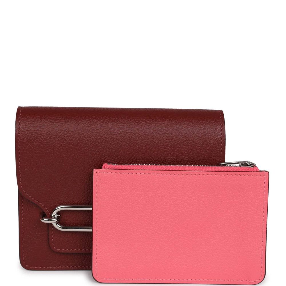Hermes Roulis Slim Wallet Bi-Color Rouge H/Rose Azalee Evercolor Palladium Hardware - Image 7