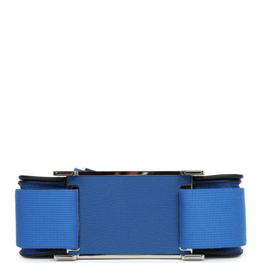 Hermes Geta Bag Bleu France Chevre Palladium Hardware - Image 4