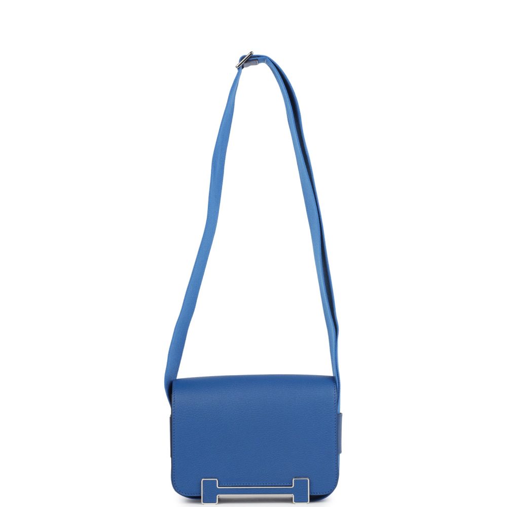 Hermes Geta Bag Bleu France Chevre Palladium Hardware - Image 6