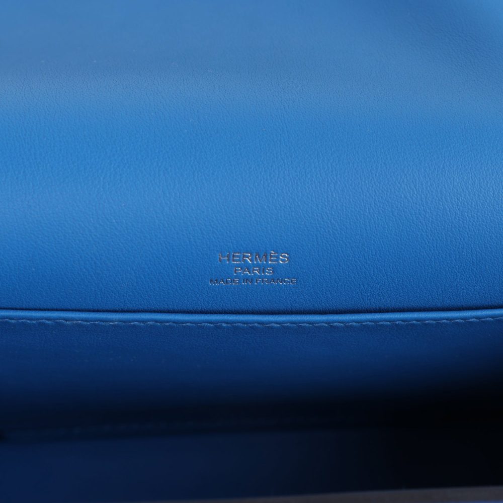 Hermes Geta Bag Bleu France Chevre Palladium Hardware - Image 7