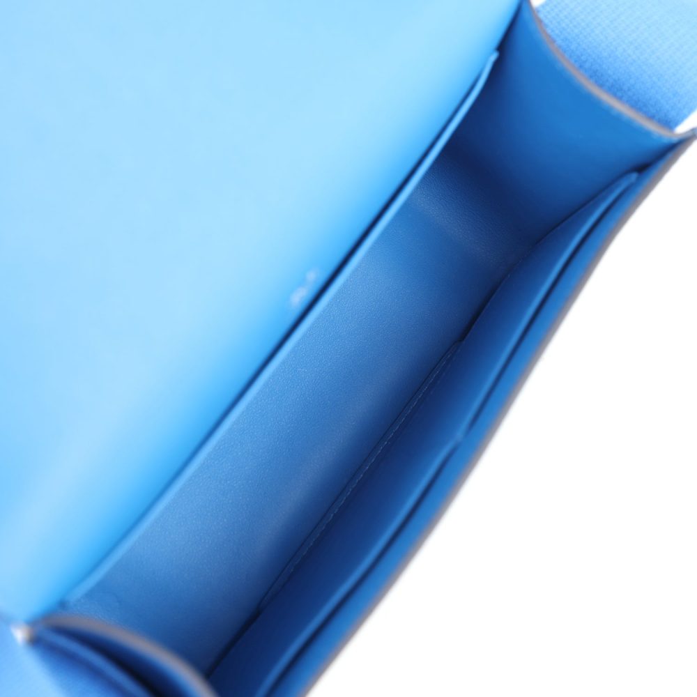 Hermes Geta Bag Bleu France Chevre Palladium Hardware - Image 8