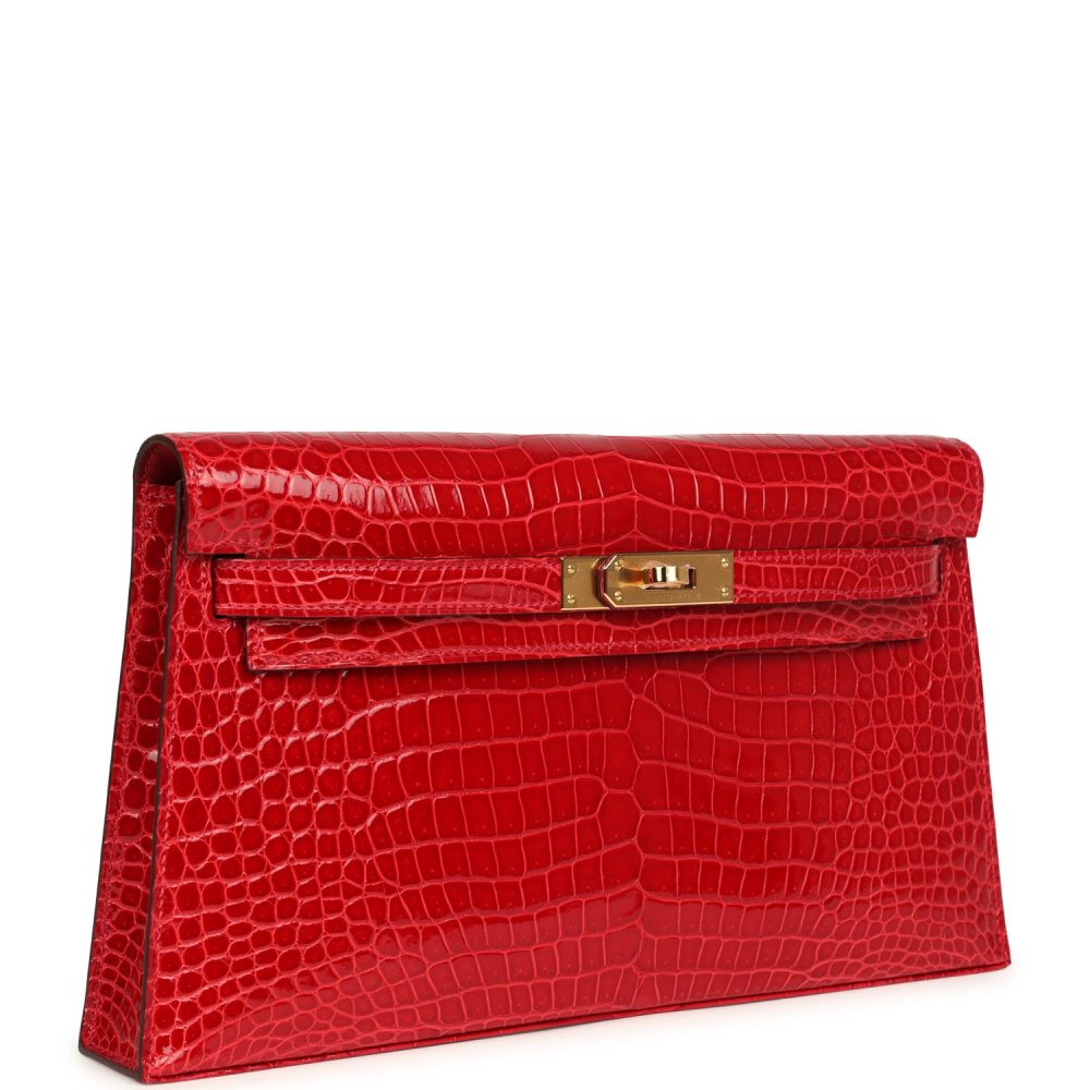 Hermes Kelly Elan Braise Shiny Porosus Crocodile Gold Hardware - Image 2