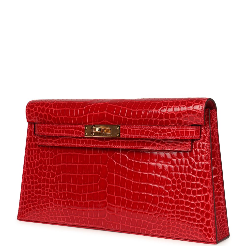 Hermes Kelly Elan Braise Shiny Porosus Crocodile Gold Hardware - Image 5