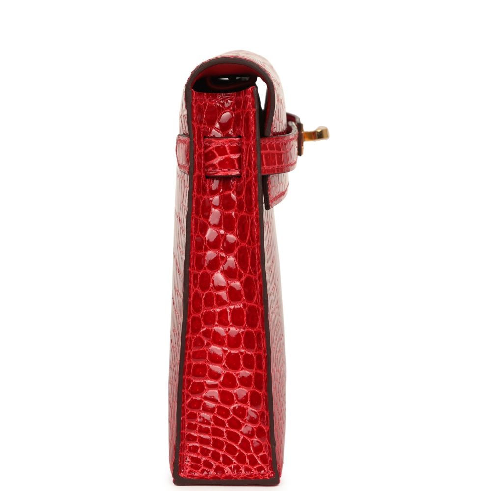 Hermes Kelly Elan Braise Shiny Porosus Crocodile Gold Hardware - Image 3