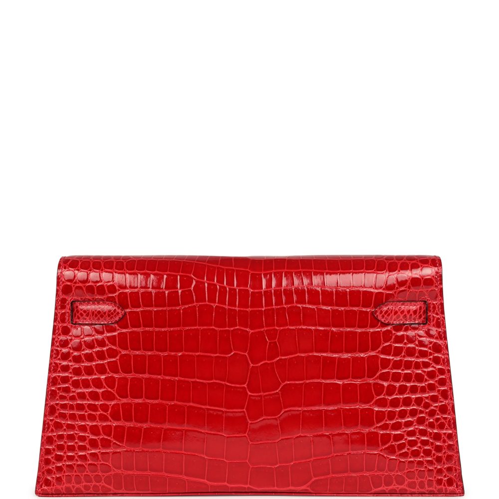 Hermes Kelly Elan Braise Shiny Porosus Crocodile Gold Hardware - Image 4