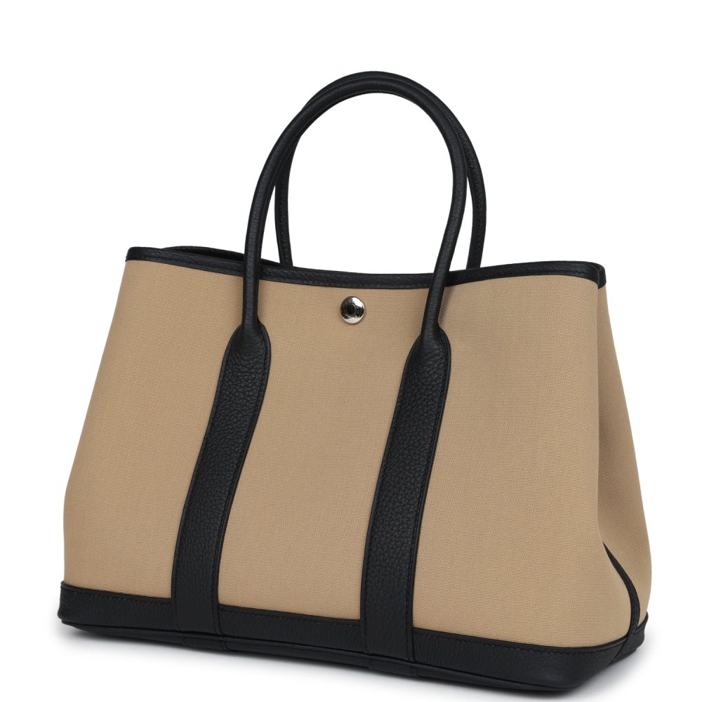 Hermes Garden Party 30 Trench Toile and Black Negonda Palladium Hardware - Image 5