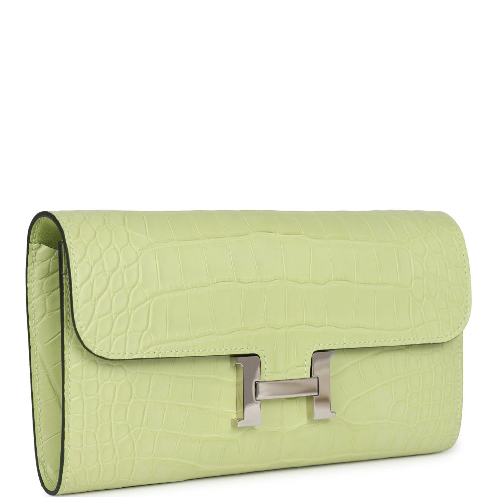 Hermes Constance Wallet To Go Jaune Bourgeon Matte Alligator Palladium Hardware - Image 2