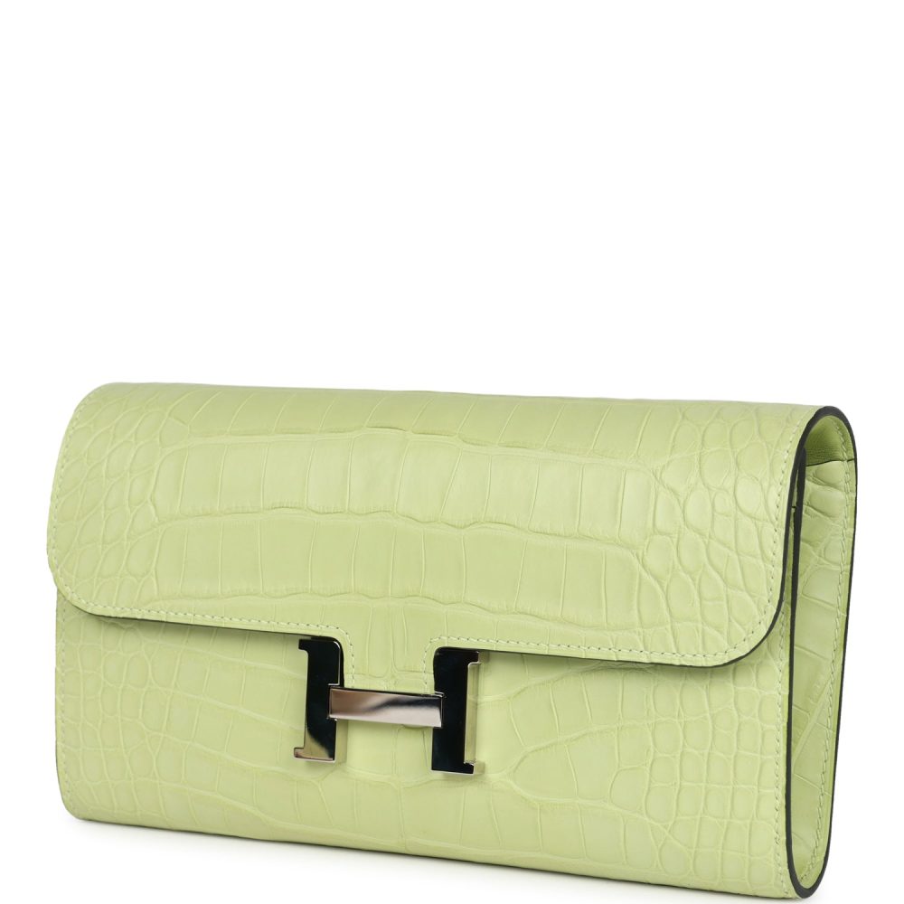 Hermes Constance Wallet To Go Jaune Bourgeon Matte Alligator Palladium Hardware - Image 5