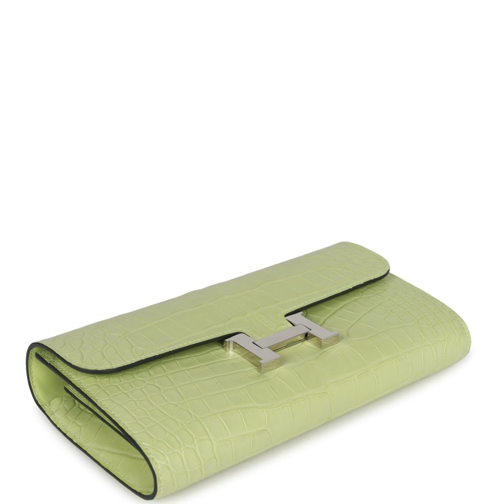 Hermes Constance Wallet To Go Jaune Bourgeon Matte Alligator Palladium Hardware - Image 6