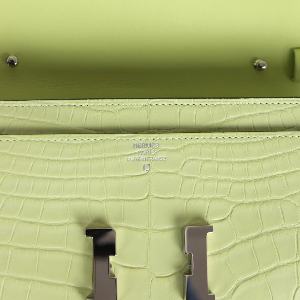 Hermes Constance Wallet To Go Jaune Bourgeon Matte Alligator Palladium Hardware - Image 7