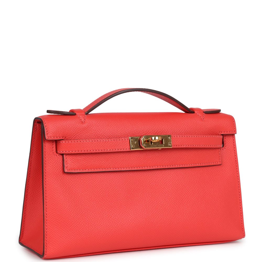 Hermes Kelly Pochette Rose Jaipur Epsom Gold Hardware - Image 2