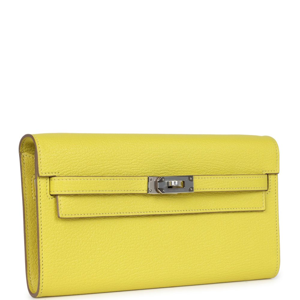 Hermes Kelly Wallet To Go Lime Chevre Palladium Hardware - Image 2