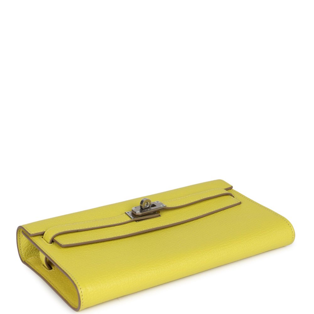Hermes Kelly Wallet To Go Lime Chevre Palladium Hardware - Image 6