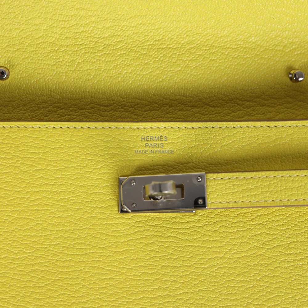 Hermes Kelly Wallet To Go Lime Chevre Palladium Hardware - Image 7