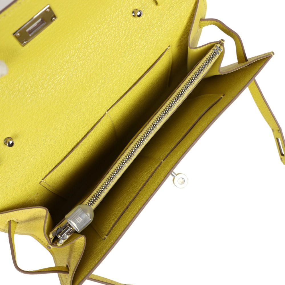 Hermes Kelly Wallet To Go Lime Chevre Palladium Hardware - Image 8