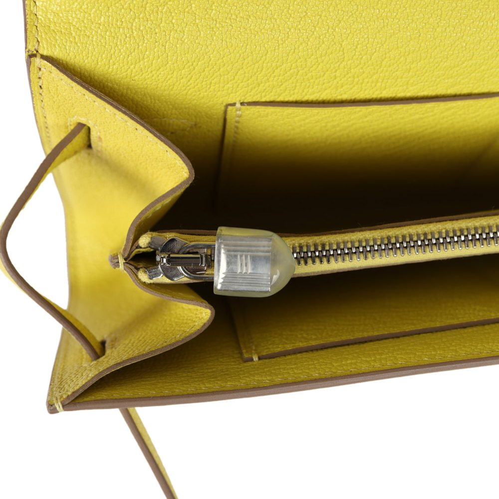 Hermes Kelly Wallet To Go Lime Chevre Palladium Hardware - Image 9