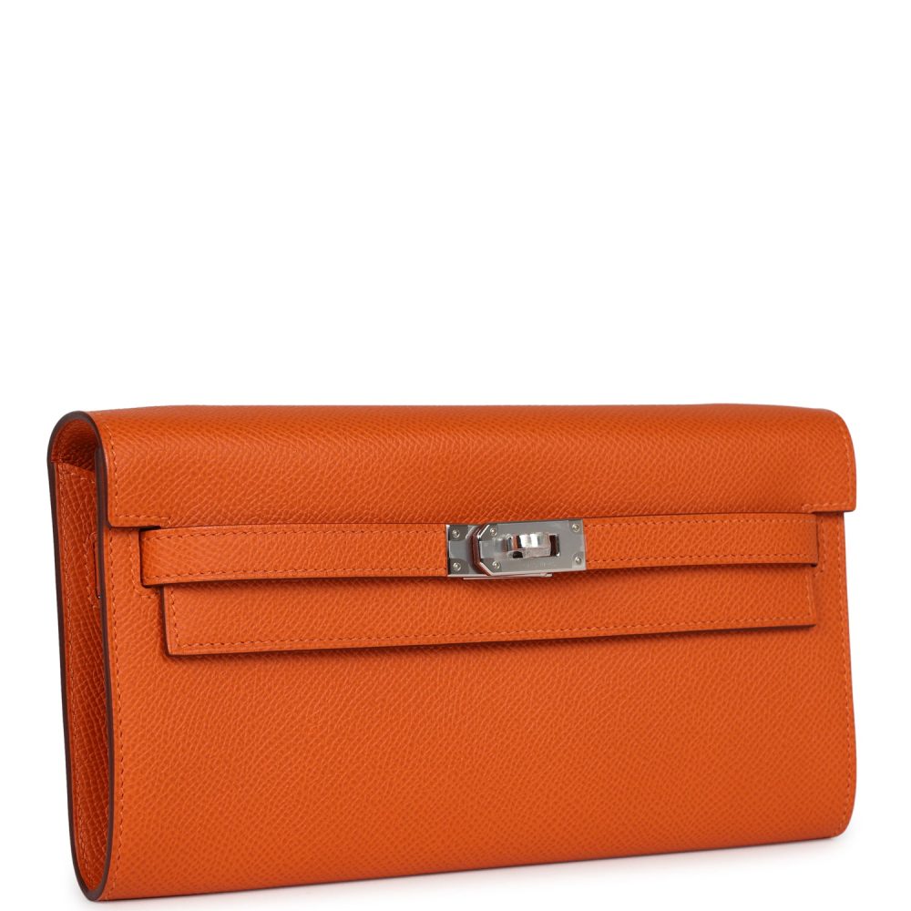 Hermes Kelly Wallet To Go Orange Epsom Palladium Hardware - Image 2