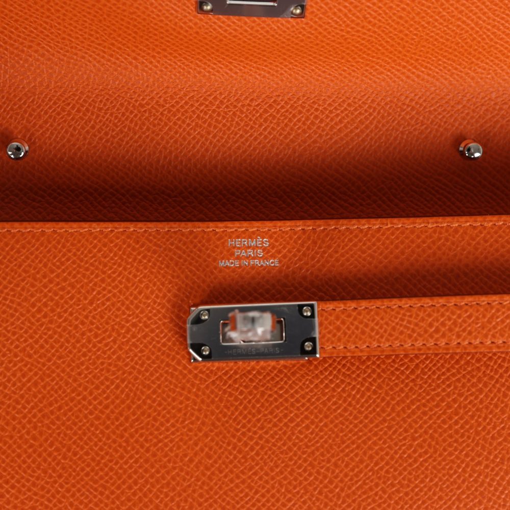 Hermes Kelly Wallet To Go Orange Epsom Palladium Hardware - Image 7