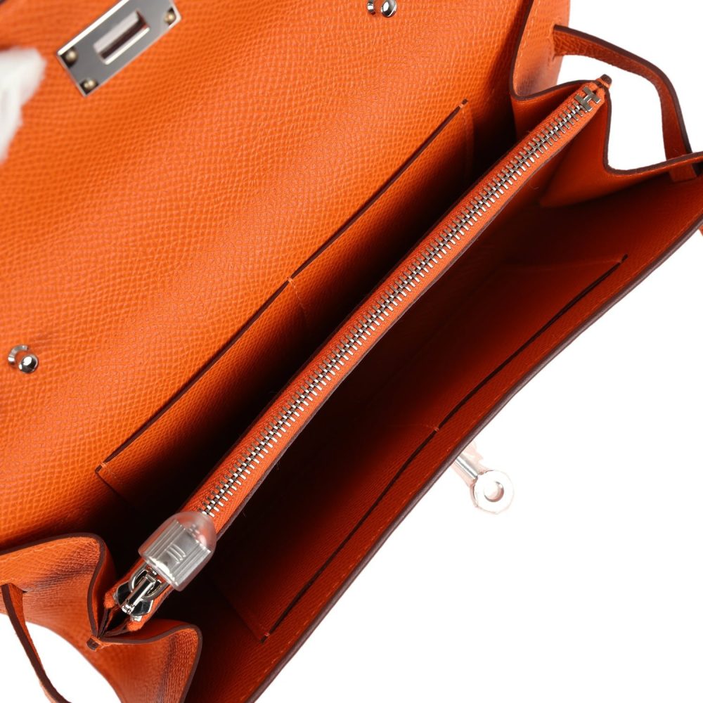 Hermes Kelly Wallet To Go Orange Epsom Palladium Hardware - Image 8