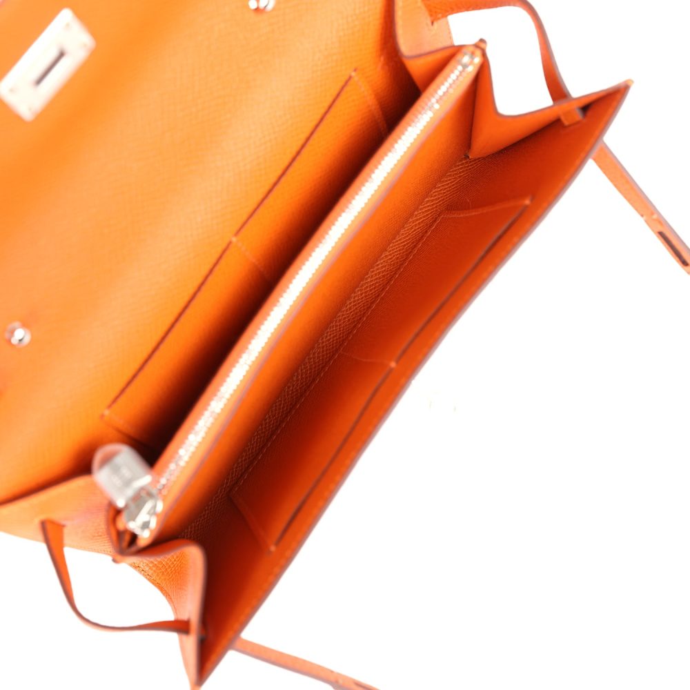 Hermes Kelly Wallet To Go Orange Epsom Palladium Hardware - Image 9