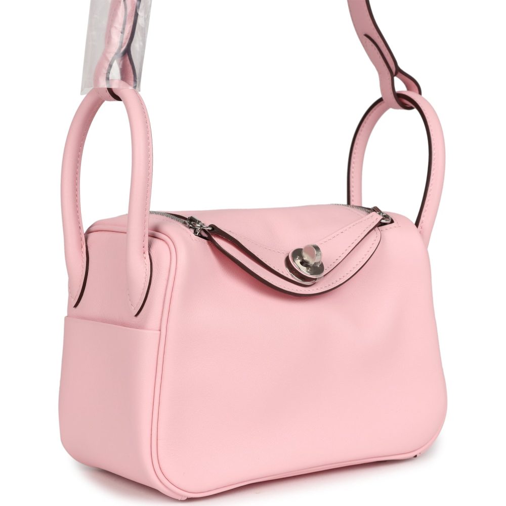 Hermes Mini Lindy Rose Sakura Swift Palladium Hardware - Image 2