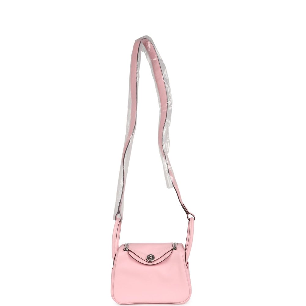 Hermes Mini Lindy Rose Sakura Swift Palladium Hardware - Image 6