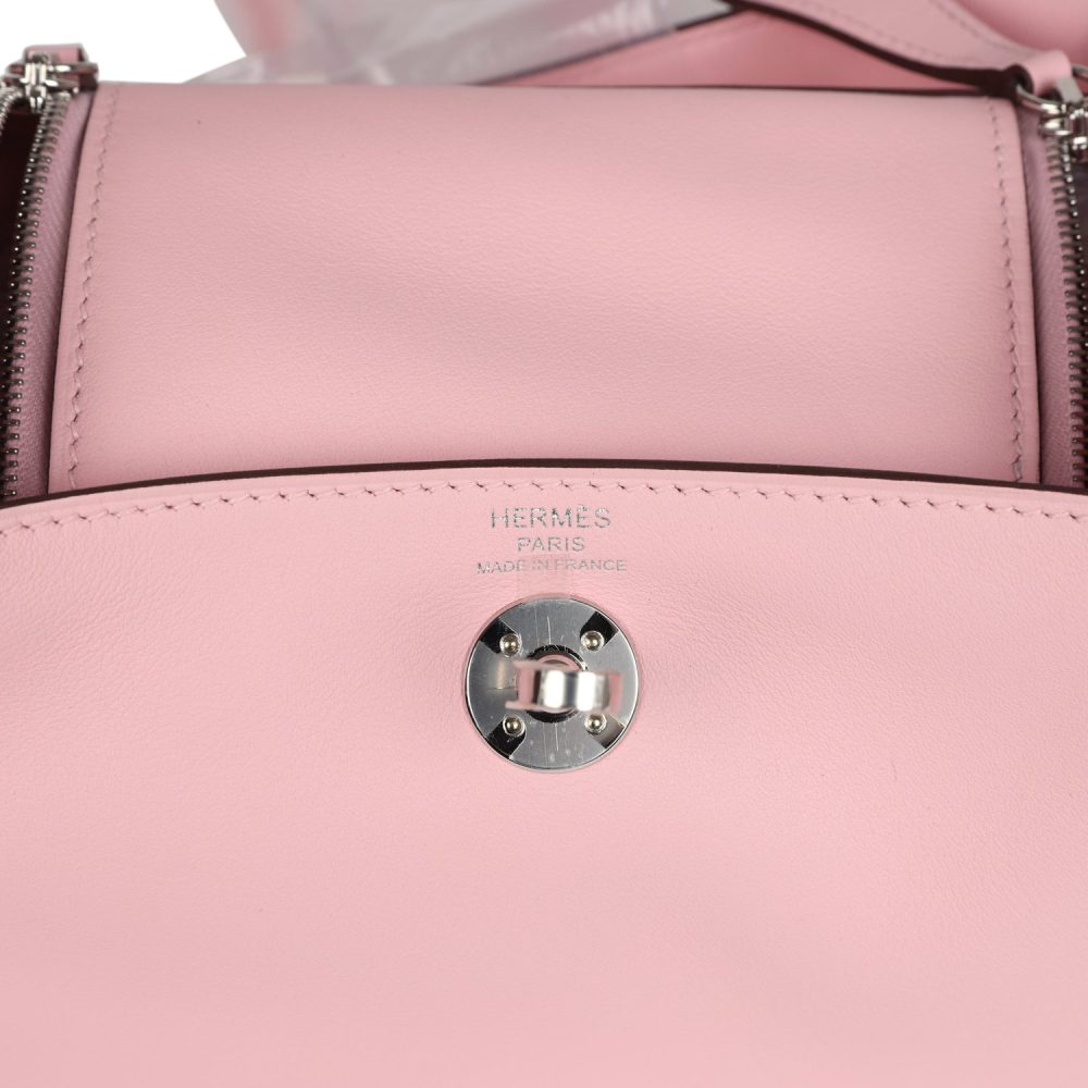 Hermes Mini Lindy Rose Sakura Swift Palladium Hardware - Image 8