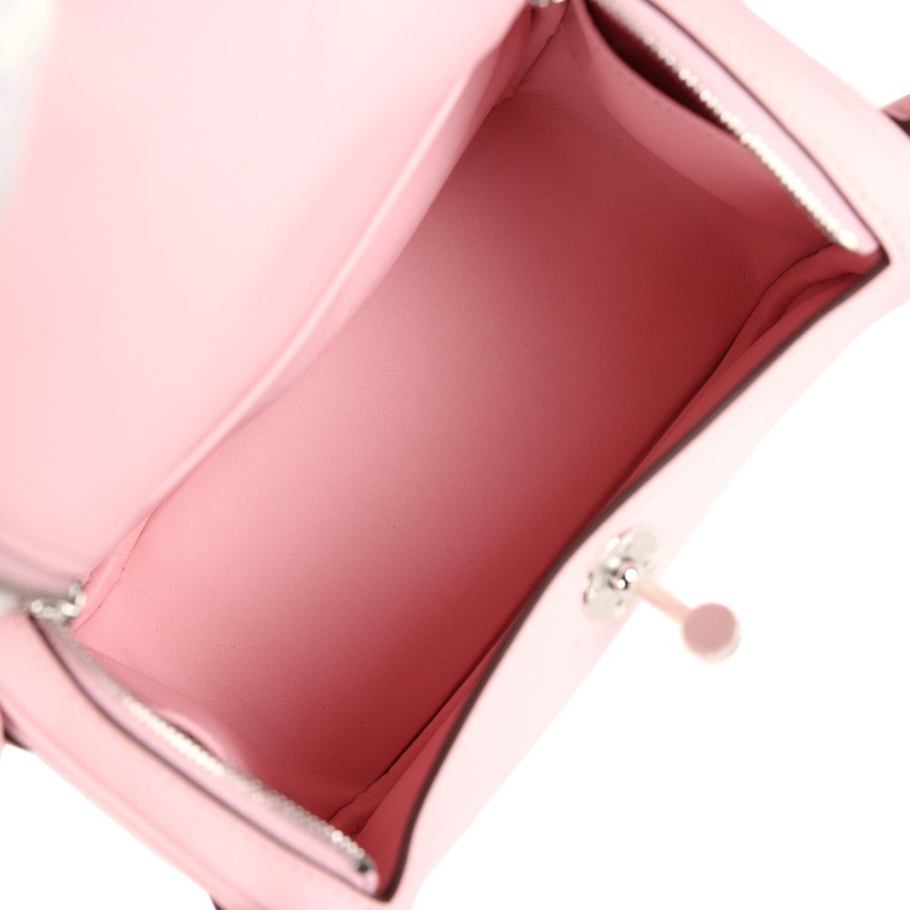 Hermes Mini Lindy Rose Sakura Swift Palladium Hardware - Image 9