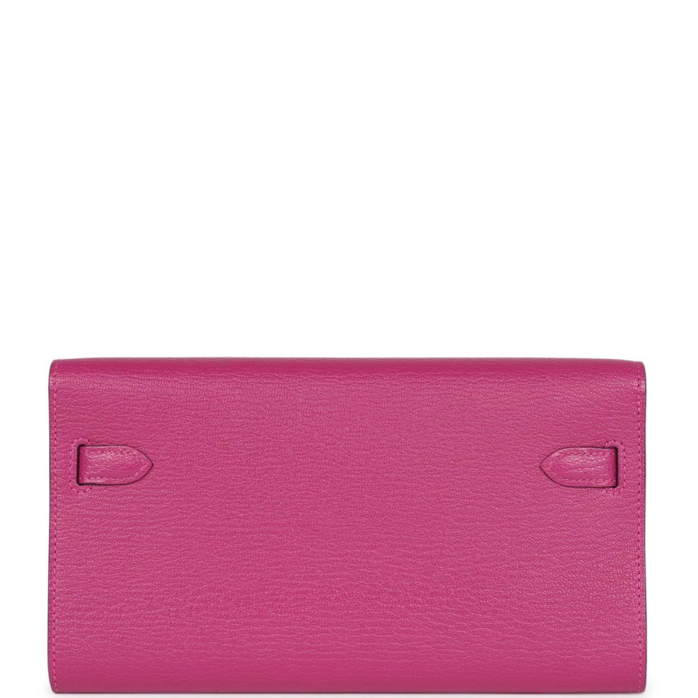 Hermes Kelly Wallet To Go Rose Pourpre Chevre Palladium Hardware - Image 4