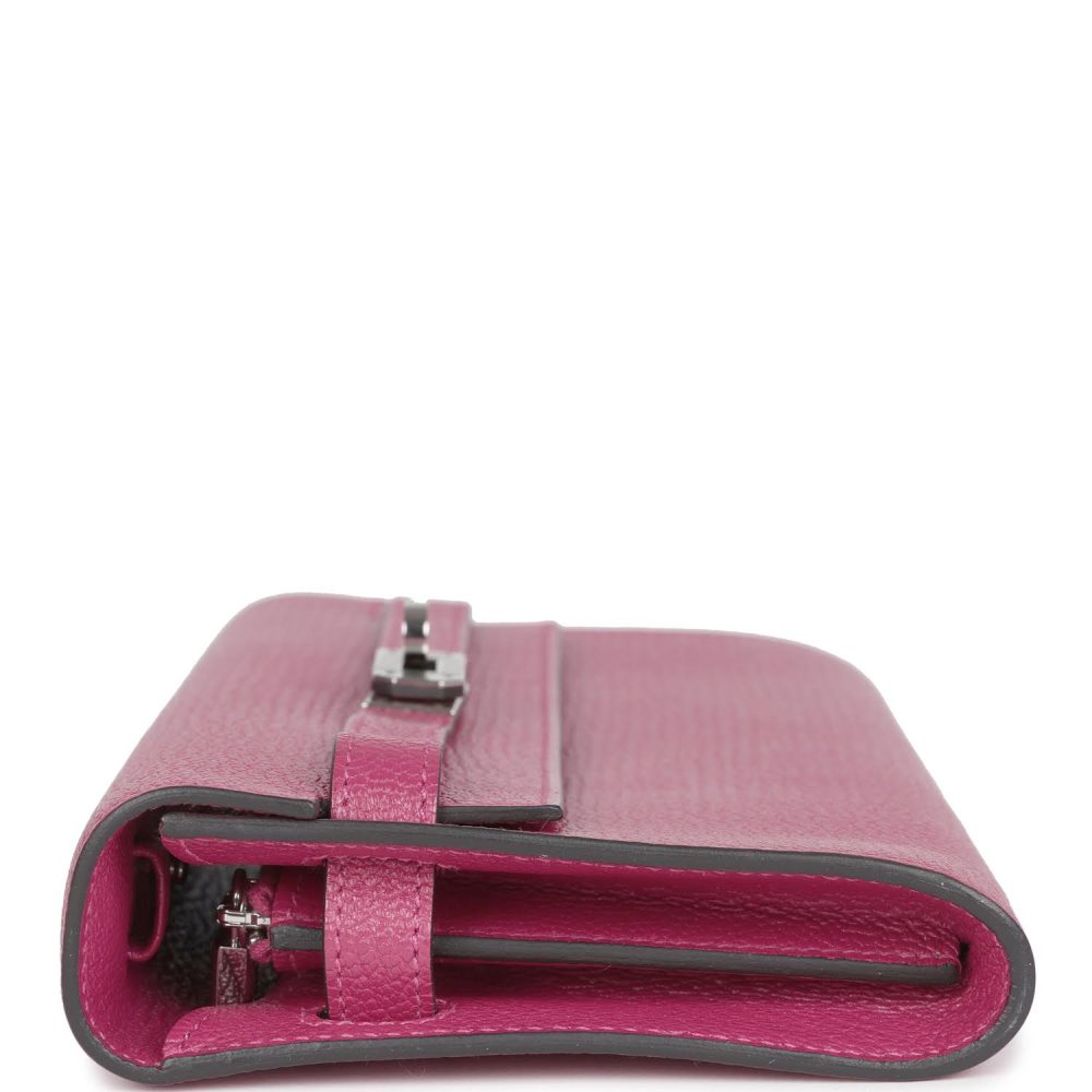 Hermes Kelly Wallet To Go Rose Pourpre Chevre Palladium Hardware - Image 3