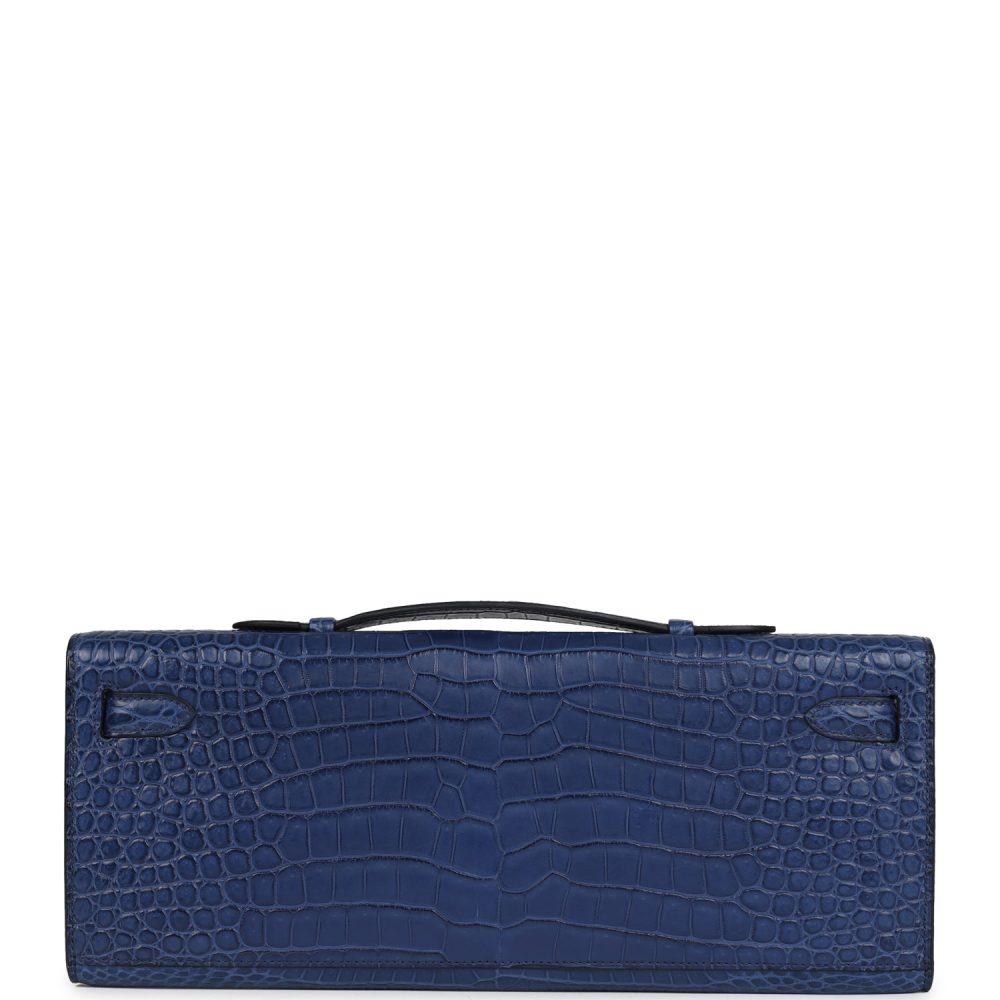 Hermes Kelly Cut Bleu De Malte Matte Porosus Crocodile Palladium Hardware - Image 4