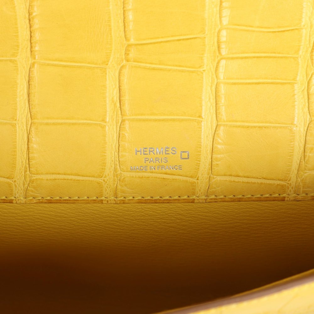 Hermes Kelly Cut Mimosa Matte Alligator Palladium Hardware - Image 7