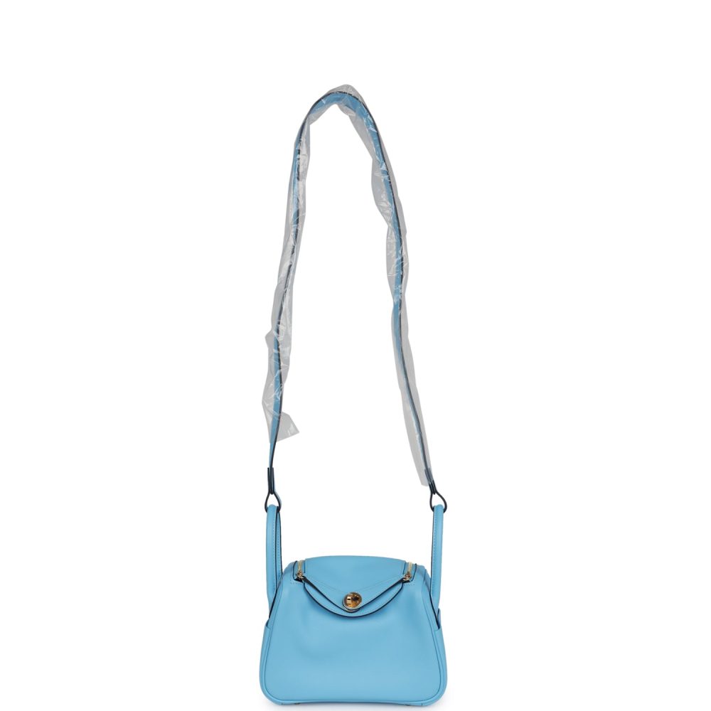 Hermes Mini Lindy Celeste Swift Gold Hardware - Image 6