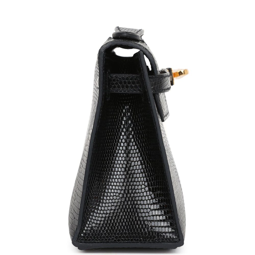 Hermes Kelly Pochette Black Varanus Niloticus Lizard Gold Hardware - Image 3