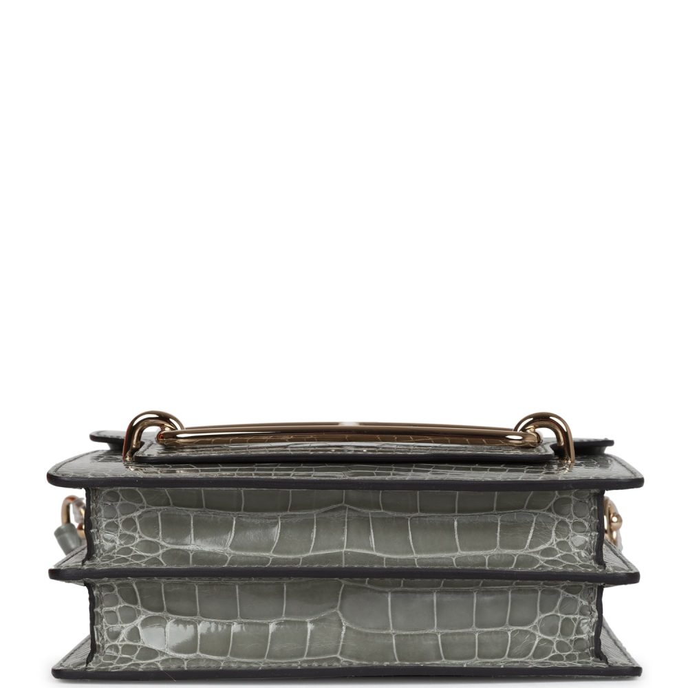 Hermes Mini Roulis Gris Ciment Shiny Alligator Permabrass Hardware - Image 7