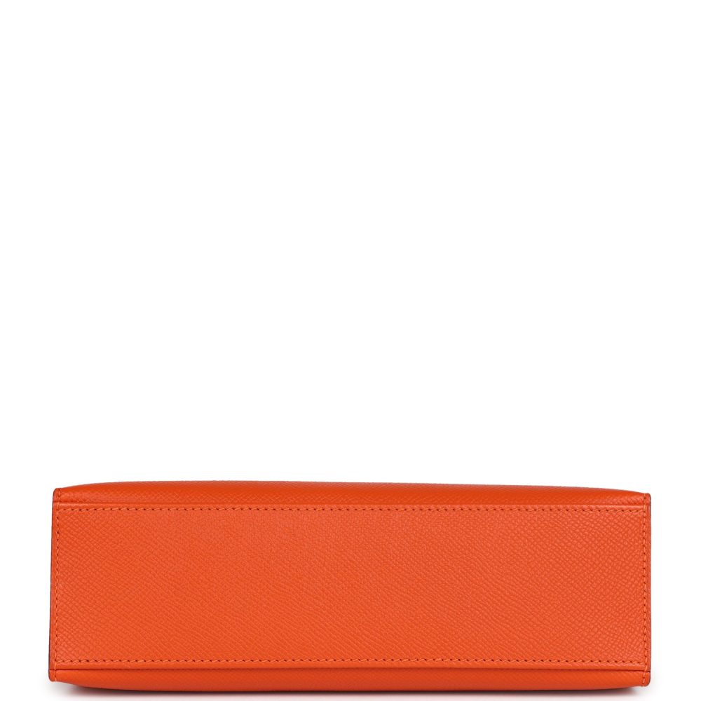 Pre-owned Hermes Kelly Pochette Feu Epsom Palladium Hardware - Image 6