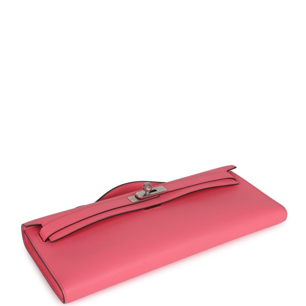 Hermes Kelly Cut Rose Azalee Swift Palladium Hardware - Image 6