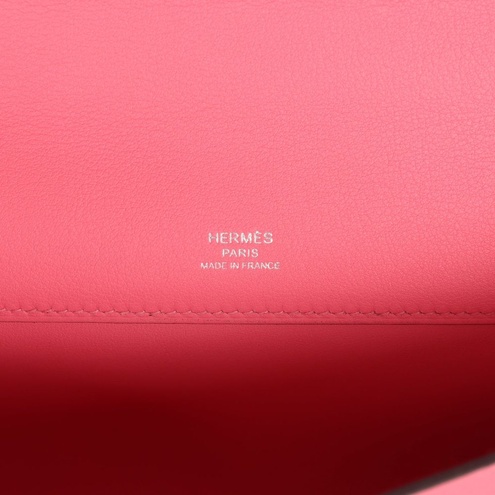 Hermes Kelly Cut Rose Azalee Swift Palladium Hardware - Image 7
