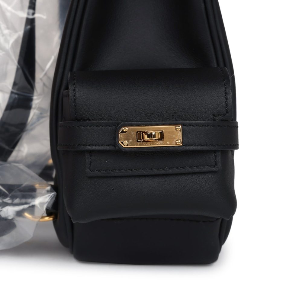 Hermes Mini Kelly Jump Backpack Black Swift Gold Hardware - Image 6