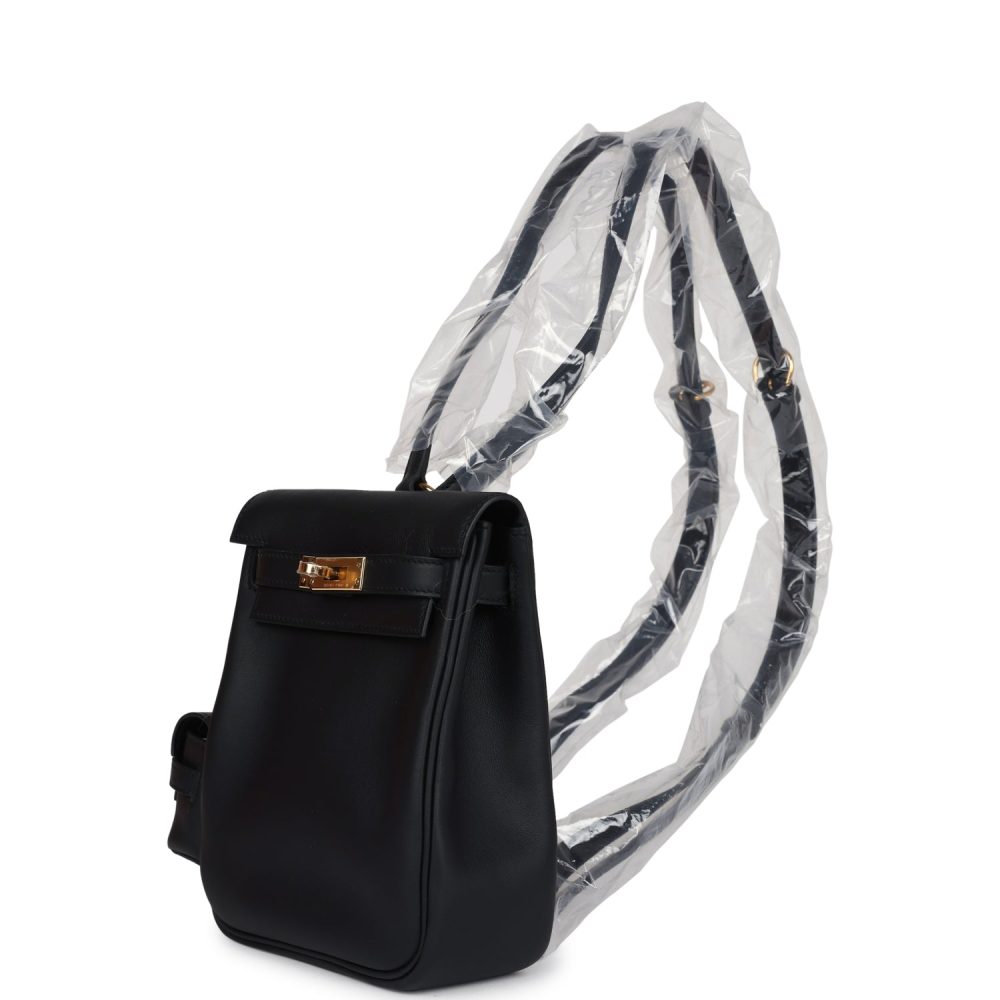 Hermes Mini Kelly Jump Backpack Black Swift Gold Hardware - Image 9