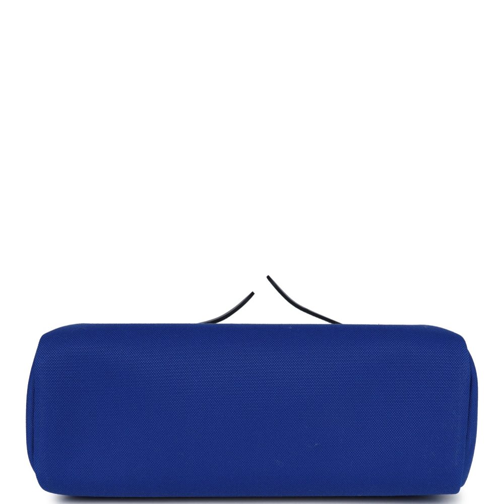 Hermes Herbag Zip PM 31 Bleu Bill Toile Militaire Canvas and Bleu Saphir Vache Hunter Palladium Hardware - Image 6