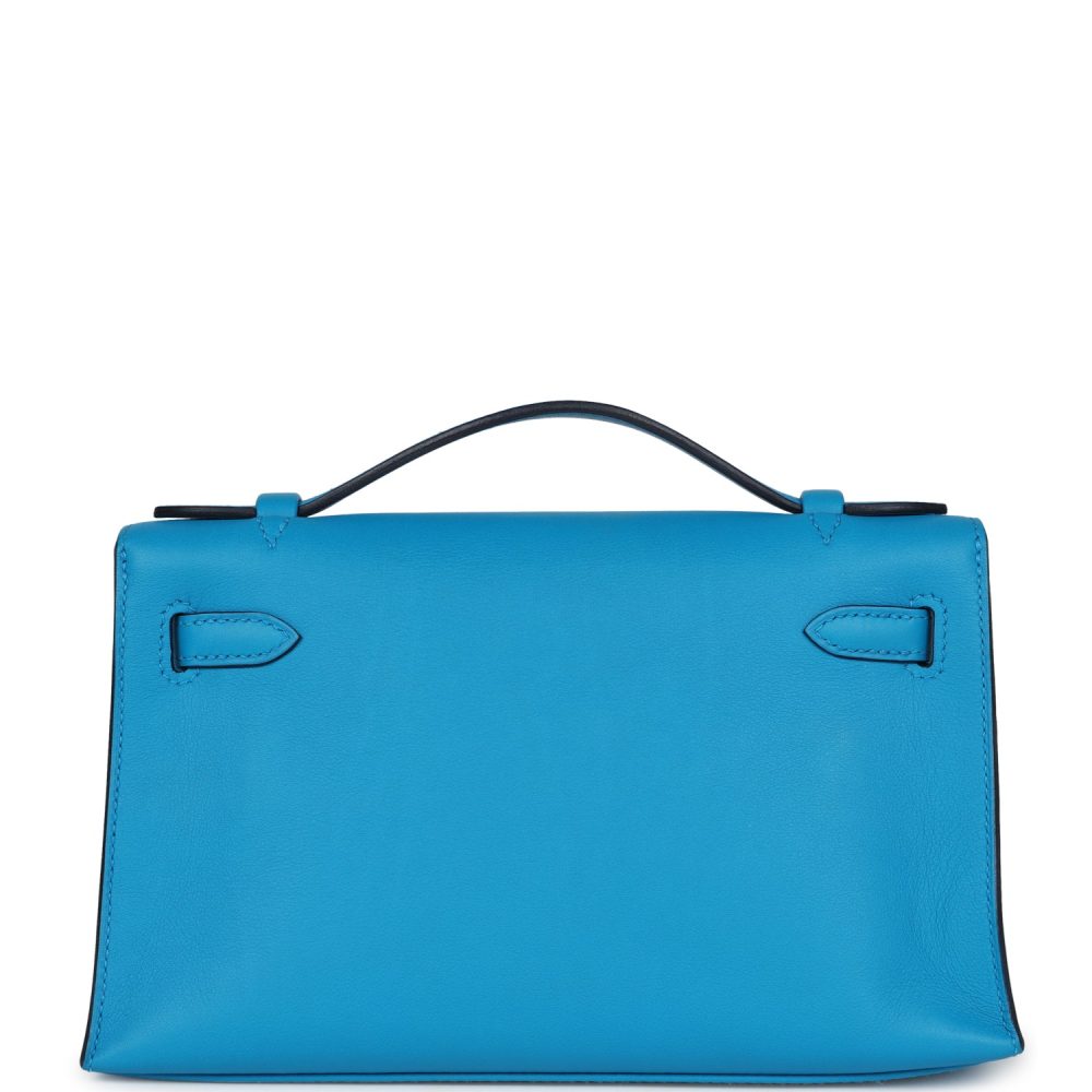 Pre-owned Hermes Kelly Pochette Bleu Frida Swift Gold Hardware - Image 4